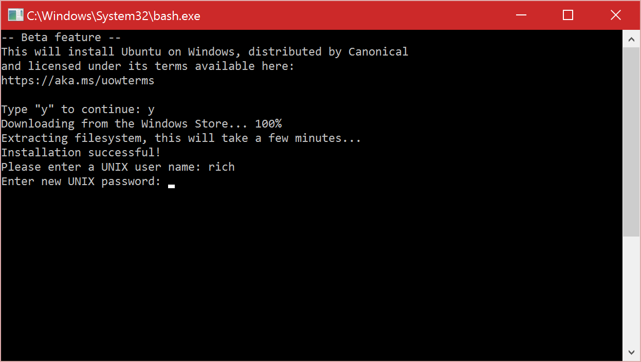 Linux command prompt screen