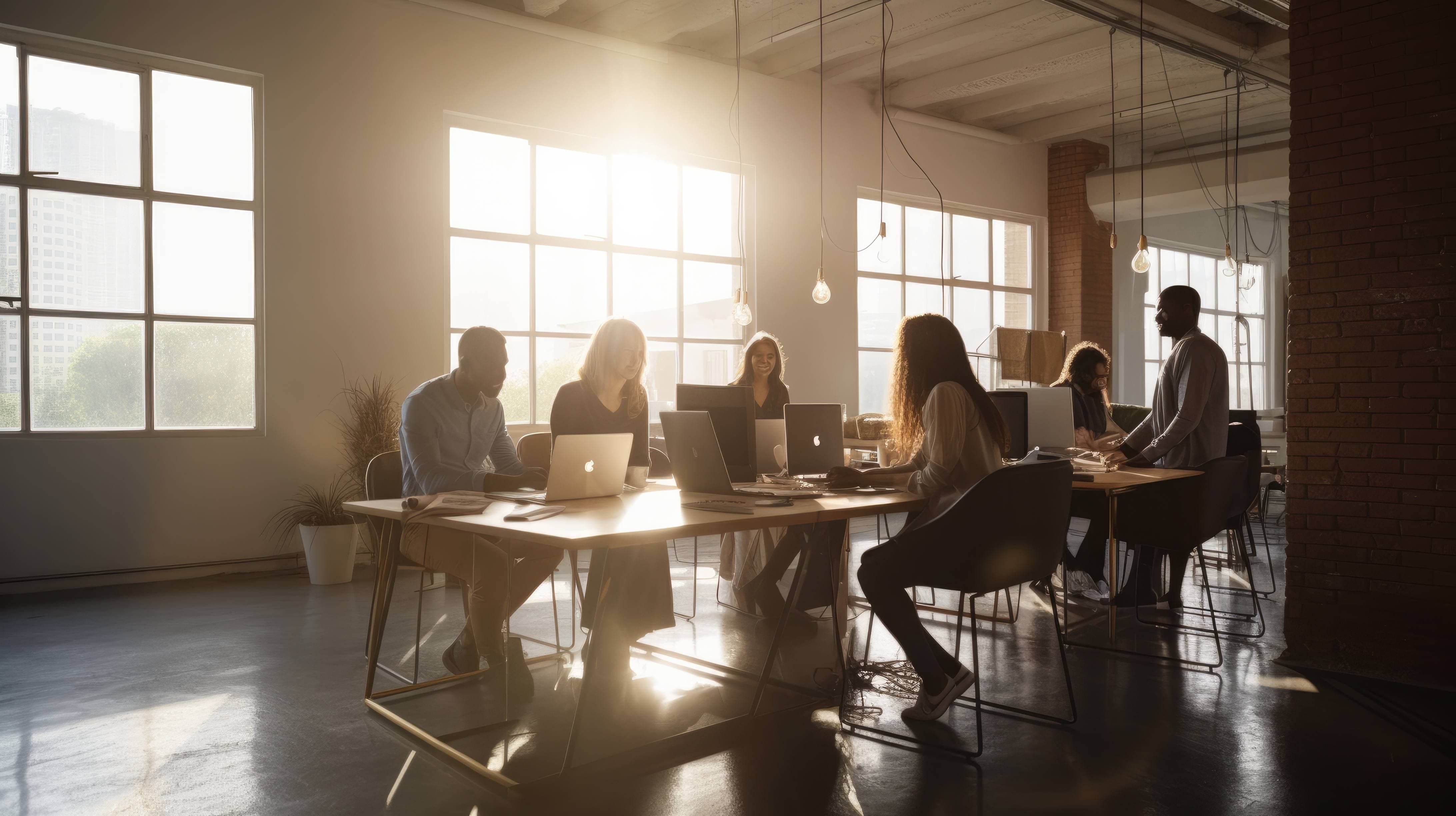 A team of business professionals collaborating on a project.