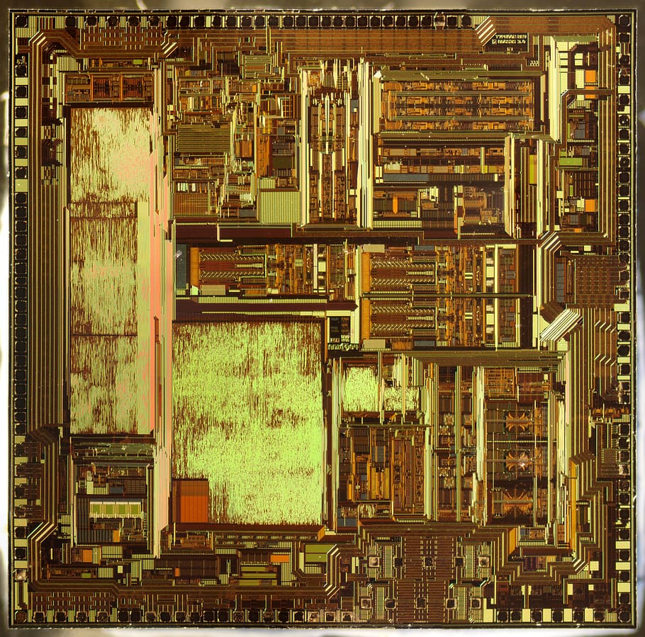 Computer with gears or circuit board