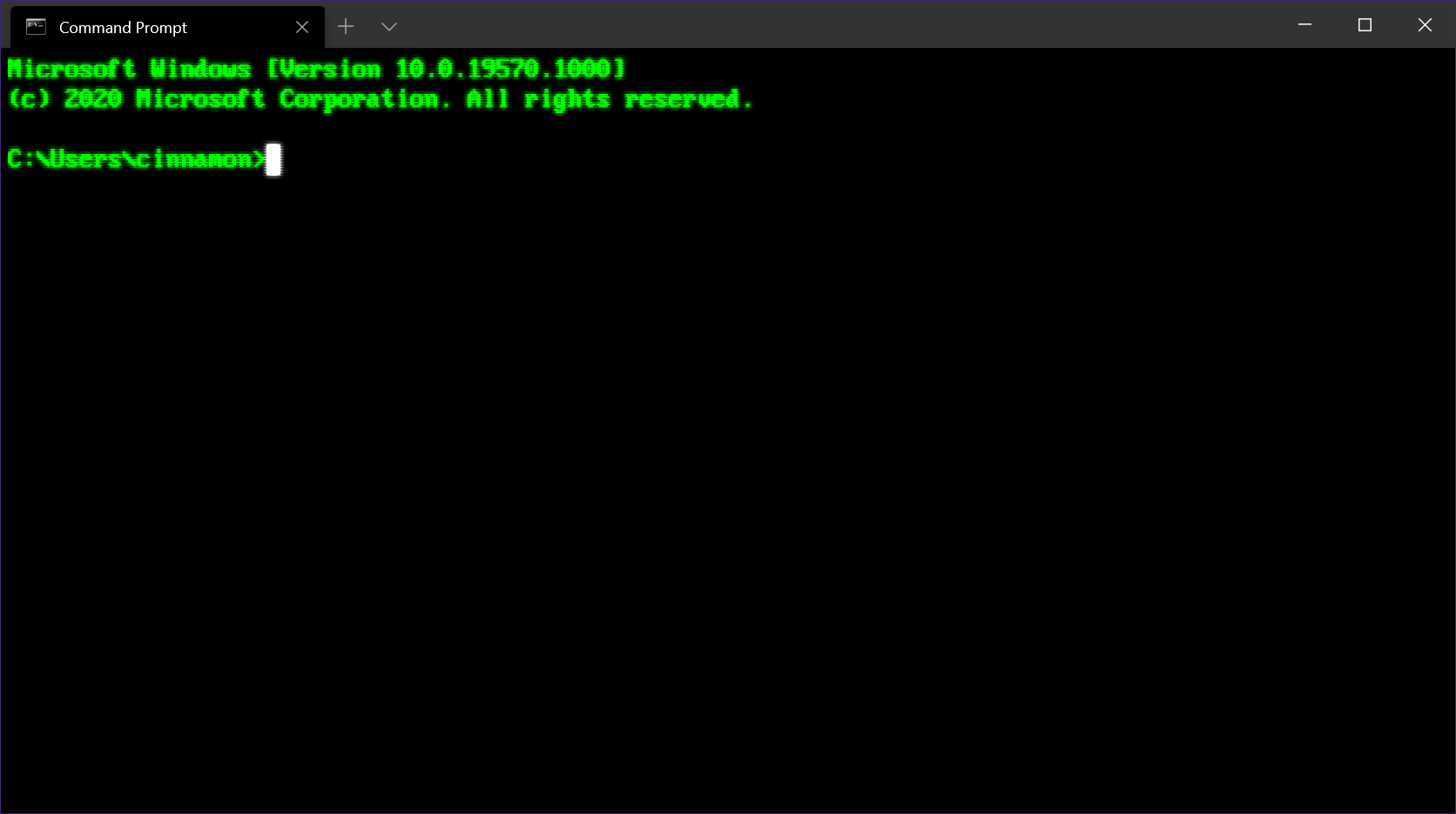 Linux terminal screen with the Git command prompt