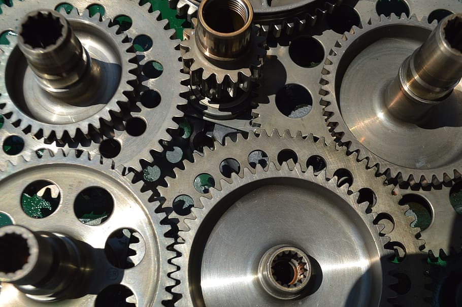 Machine gears or mechanical components.