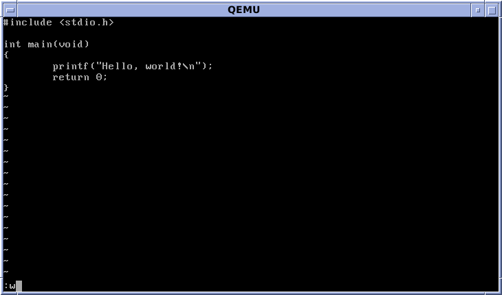Terminal window with Vi text editor interface